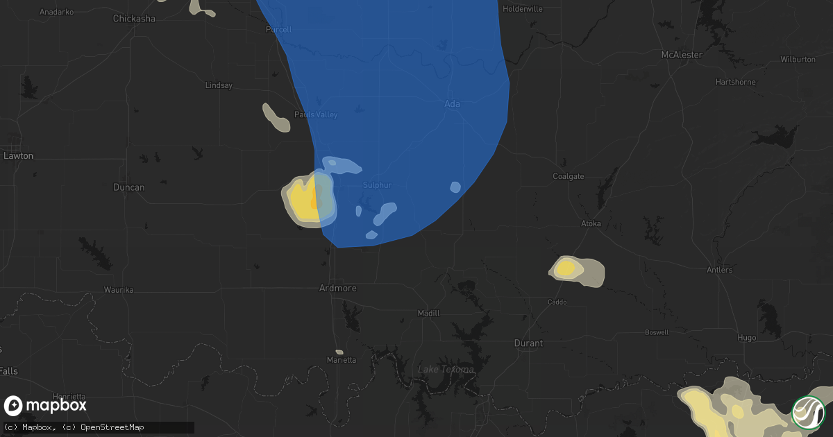 Hail map in Mill Creek, OK on June 23, 2026
