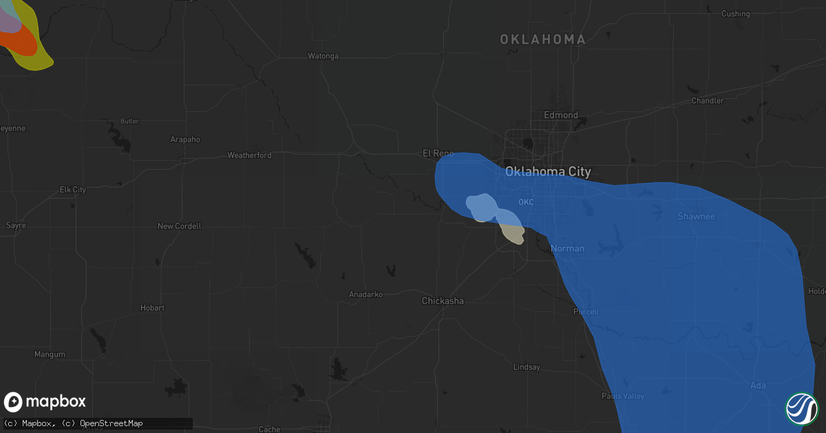 Hail map in Minco, OK on June 23, 2026