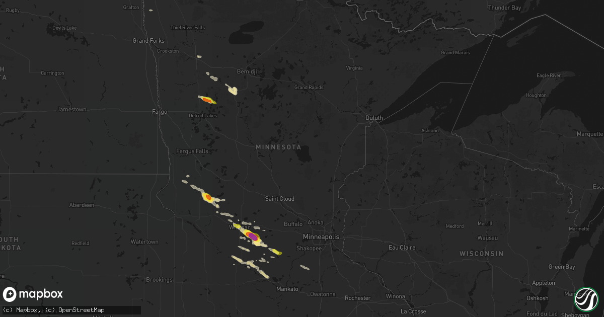Hail map in Minnesota on June 23, 2026