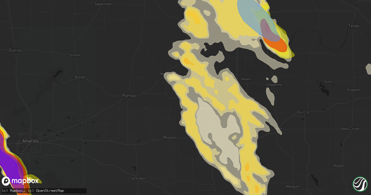 Hail map in Mobeetie, TX on June 23, 2026