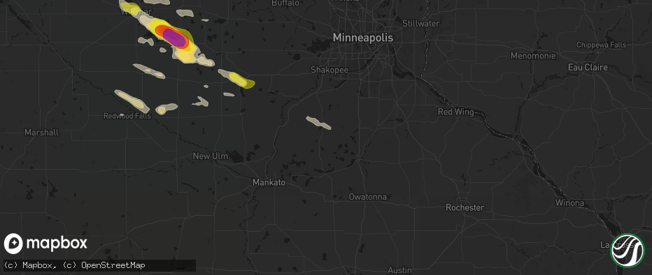 Hail map in Montgomery, MN on June 23, 2026