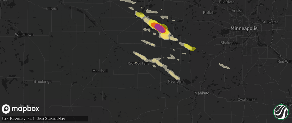 Hail map in Morton, MN on June 23, 2026