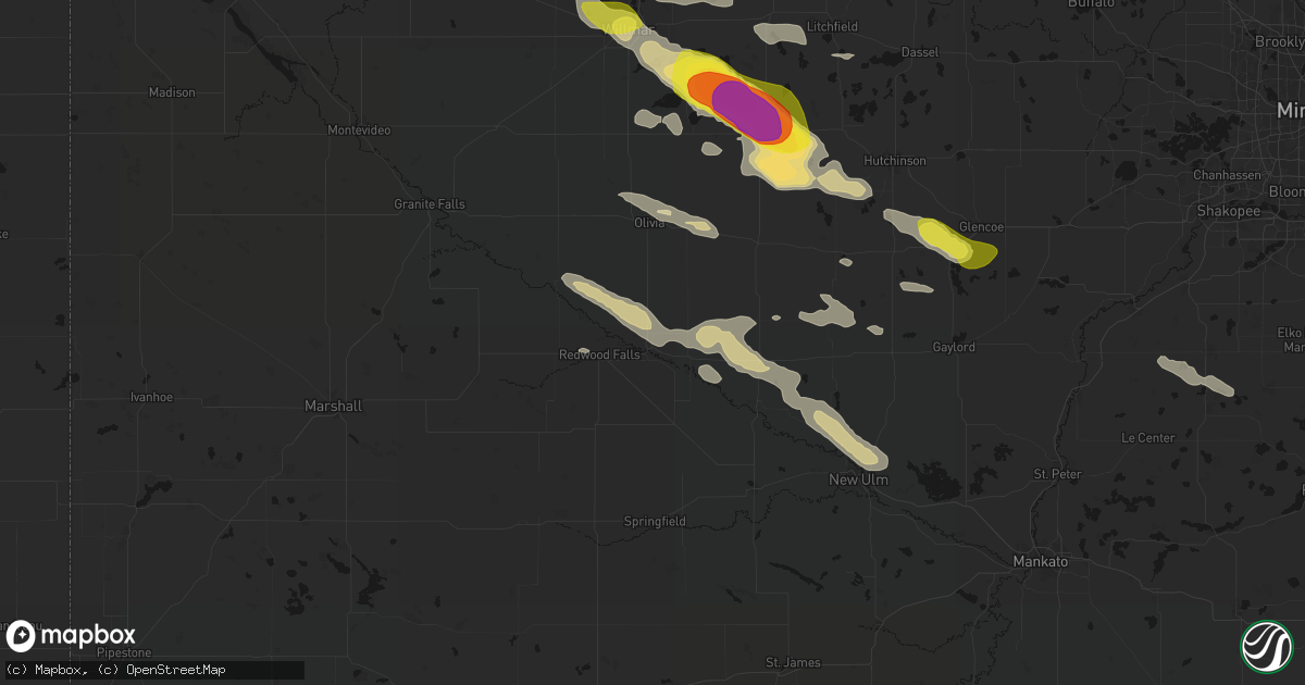 Hail map in Morton, MN on June 23, 2026