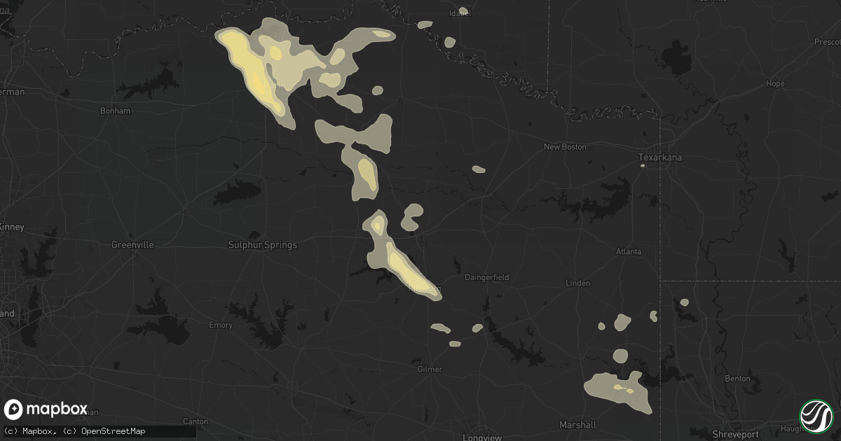 Hail map in Mount Pleasant, TX on June 23, 2026