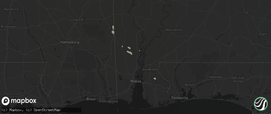 Hail map in Mount Vernon, AL on June 23, 2026