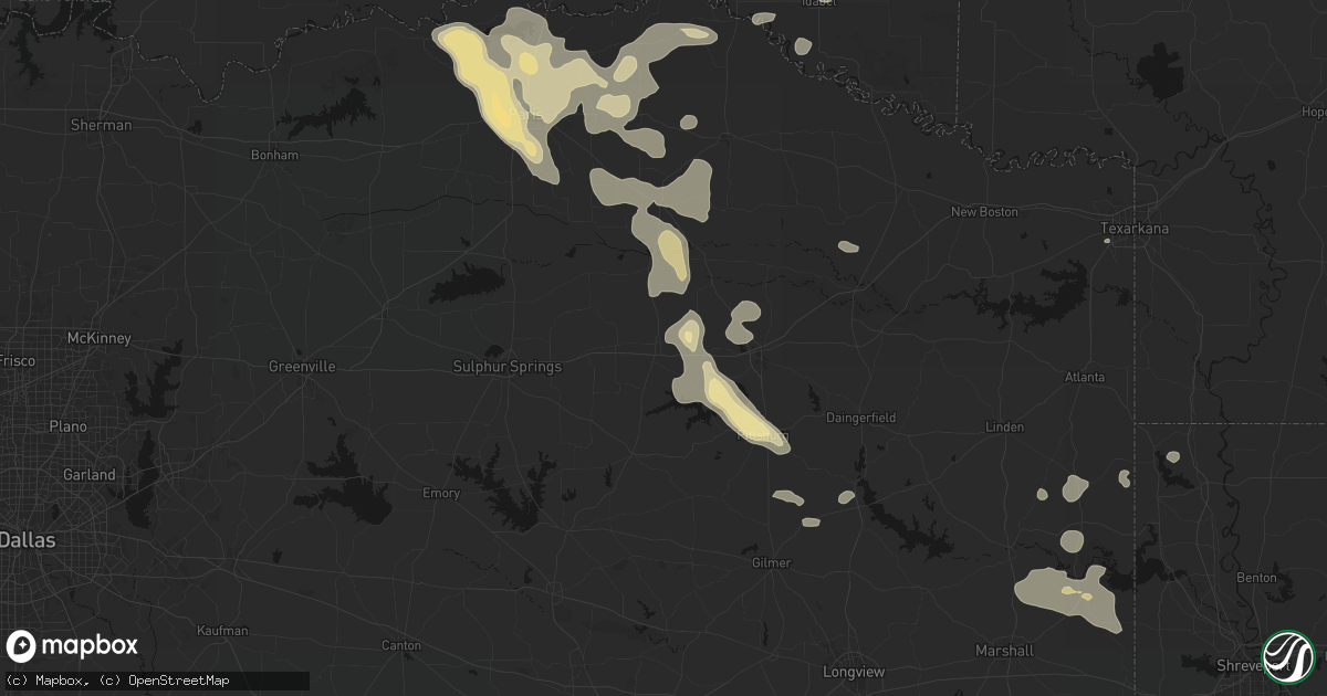 Hail map in Mount Vernon, TX on June 23, 2026