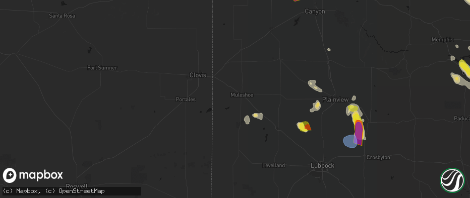 Hail map in Muleshoe, TX on June 23, 2026
