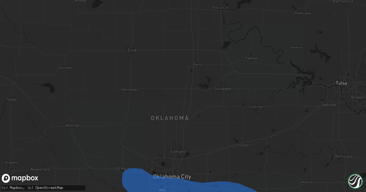 Hail map in Mulhall, OK on June 23, 2026