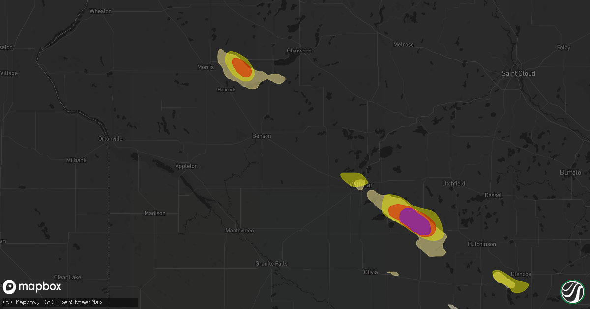 Hail map in Murdock, MN on June 23, 2026