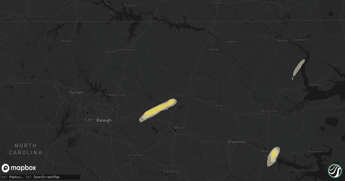 Hail map in Nashville, NC on June 23, 2026