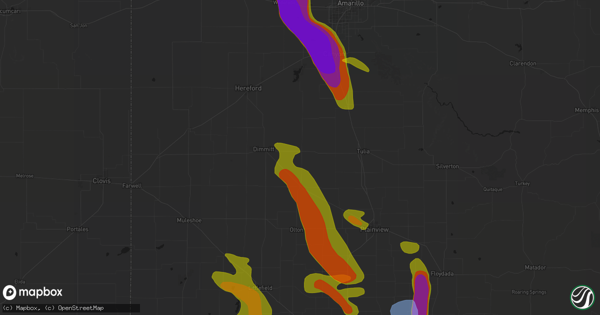 Hail map in Nazareth, TX on June 23, 2026