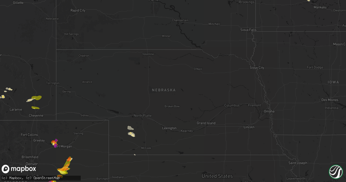 Hail map in Nebraska on June 23, 2026
