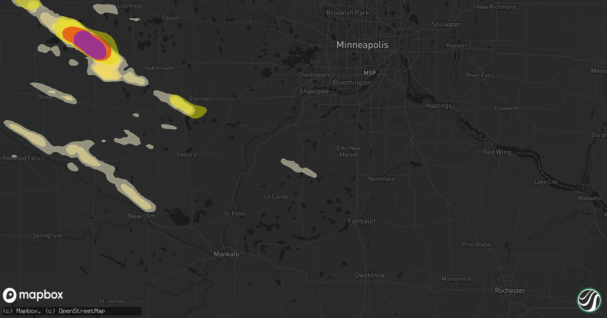 Hail map in New Prague, MN on June 23, 2026