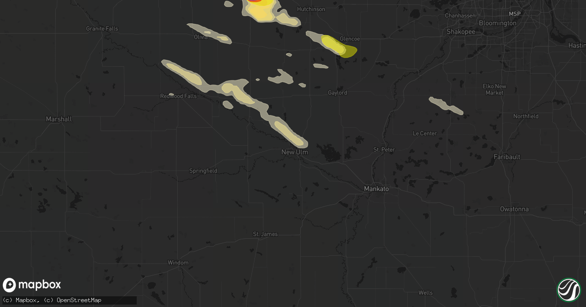 Hail map in New Ulm, MN on June 23, 2026