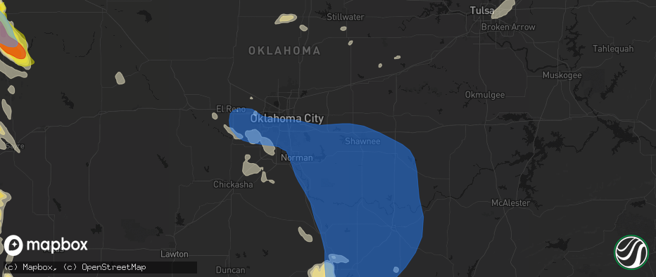 Hail map in Newalla, OK on June 23, 2026