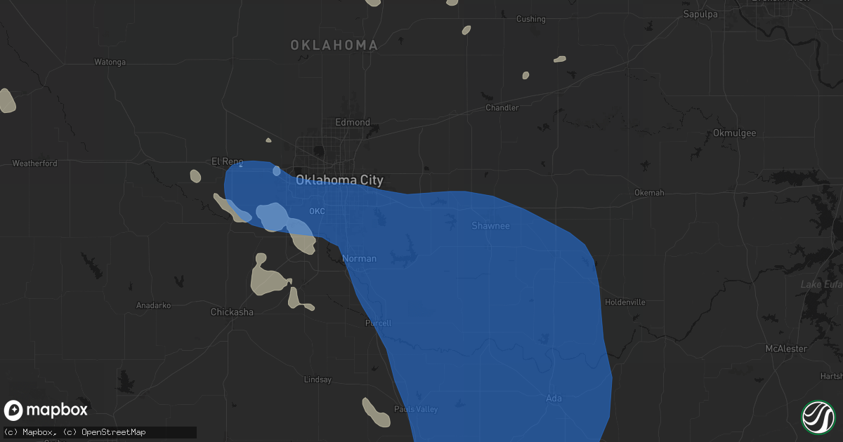 Hail map in Newalla, OK on June 23, 2026