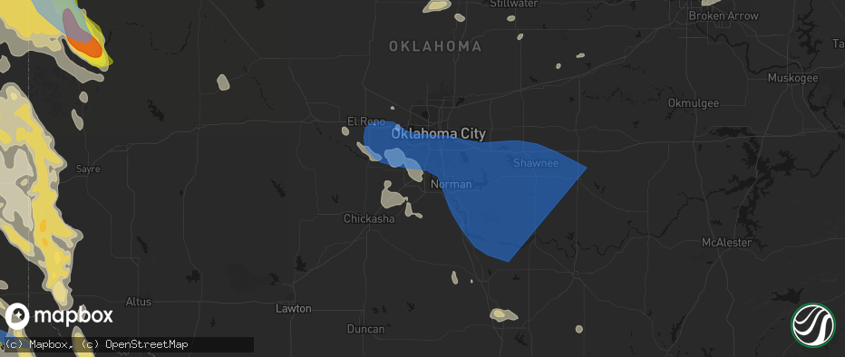 Hail map in Newcastle, OK on June 23, 2026