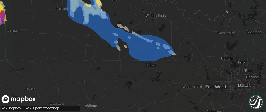 Hail map in Newcastle, TX on June 23, 2026
