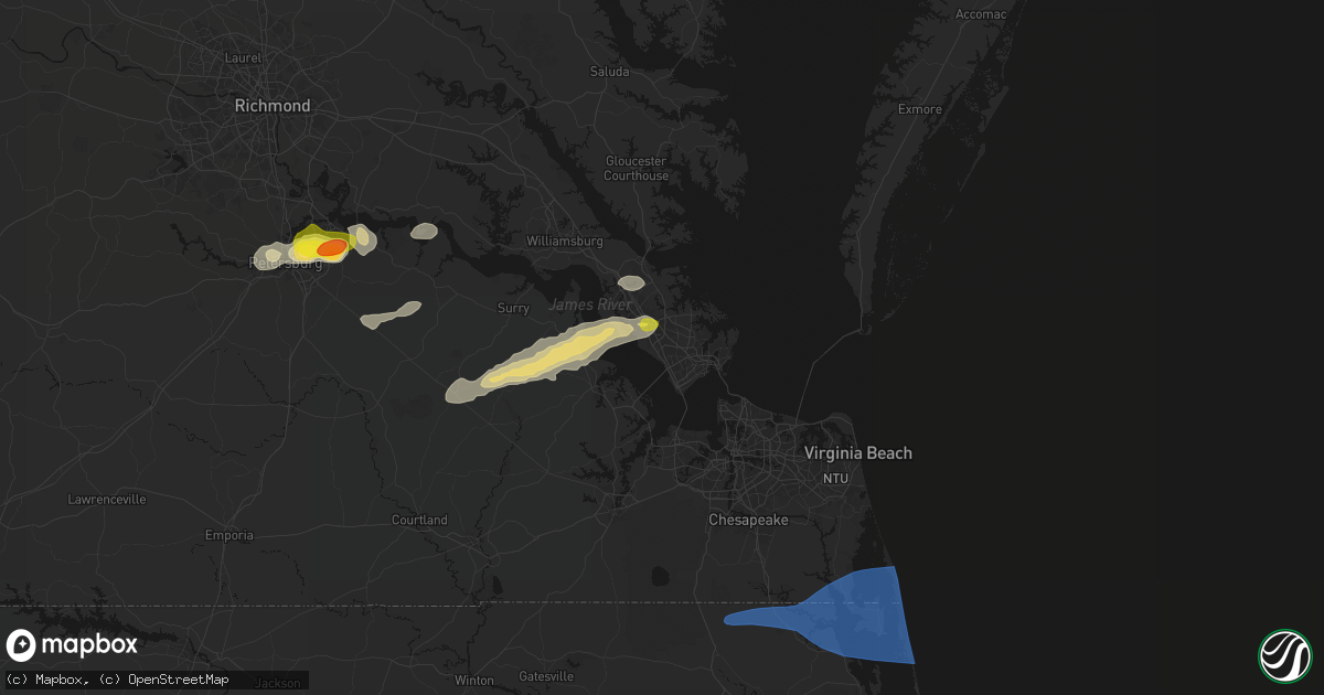 Hail map in Newport News, VA on June 23, 2026