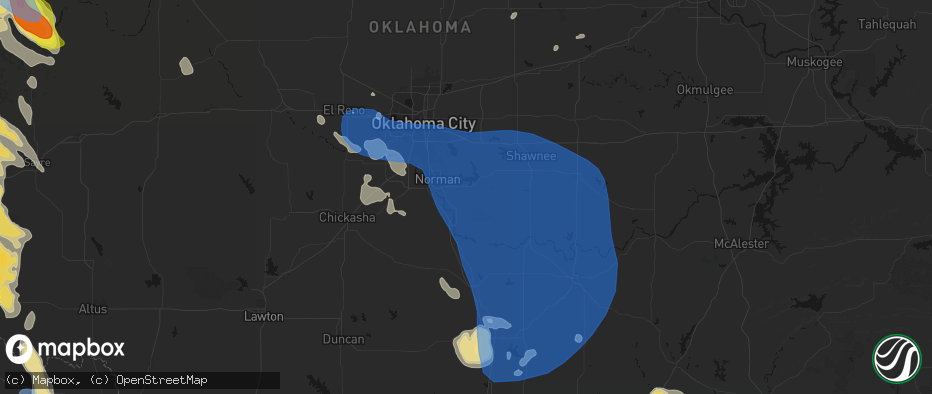 Hail map in Noble, OK on June 23, 2026
