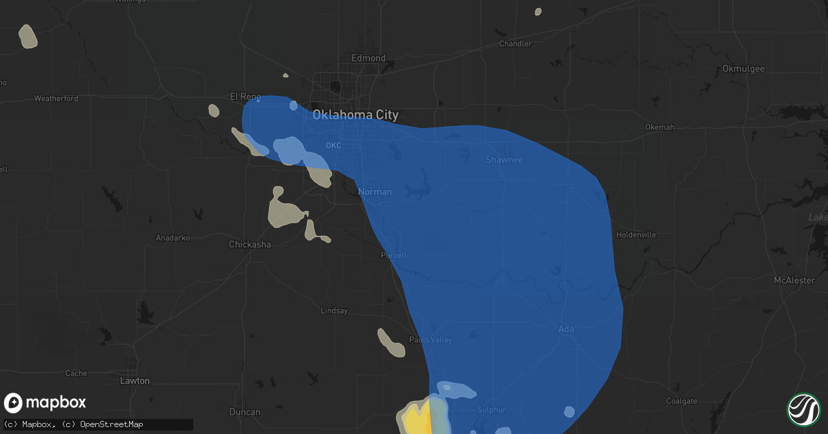 Hail map in Noble, OK on June 23, 2026