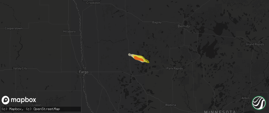 Hail map in Ogema, MN on June 23, 2026