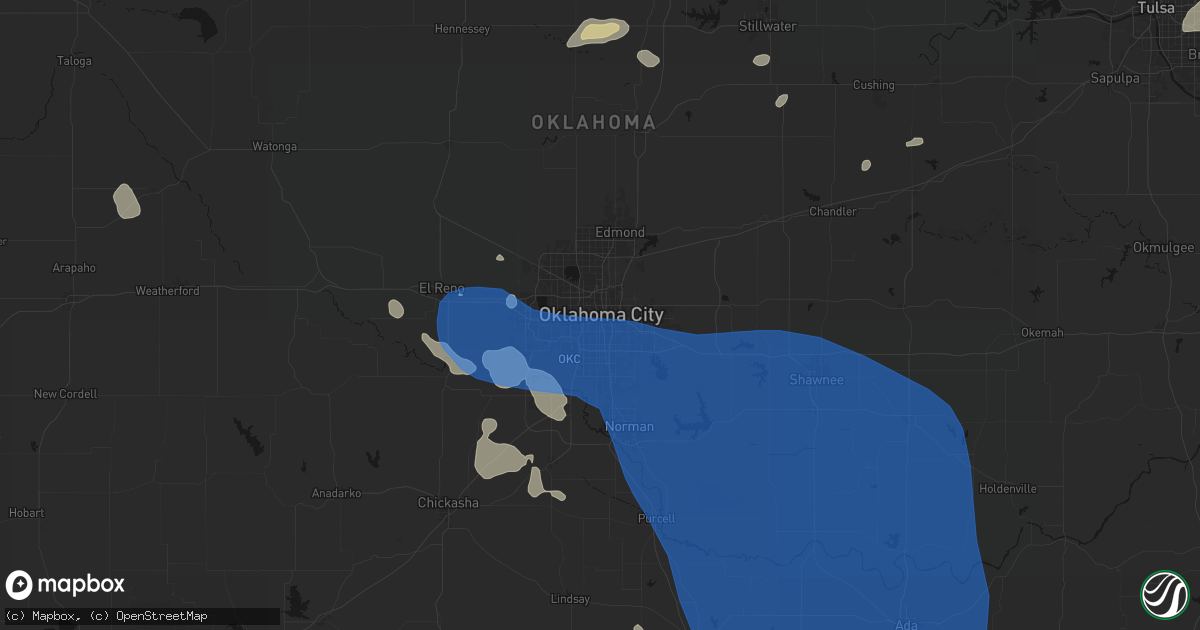 Hail map in Oklahoma City, OK on June 23, 2026