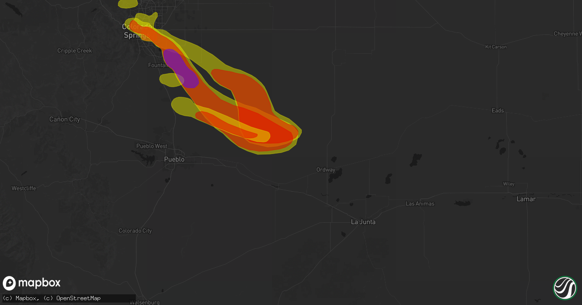 Hail map in Olney Springs, CO on June 23, 2026