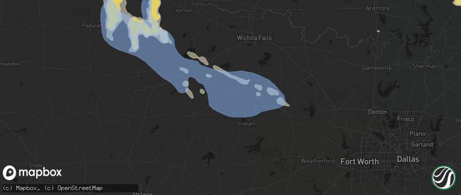 Hail map in Olney, TX on June 23, 2026