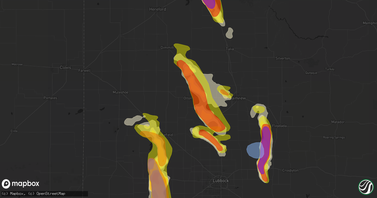 Hail map in Olton, TX on June 23, 2026