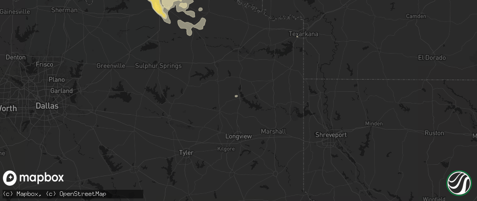 Hail map in Ore City, TX on June 23, 2026