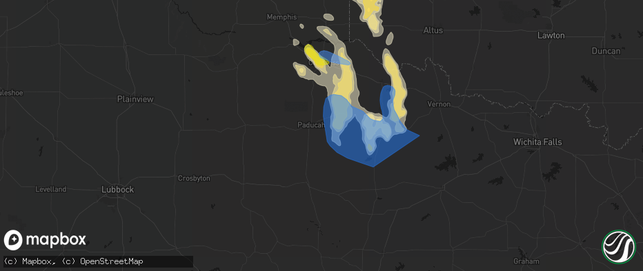 Hail map in Paducah, TX on June 23, 2026