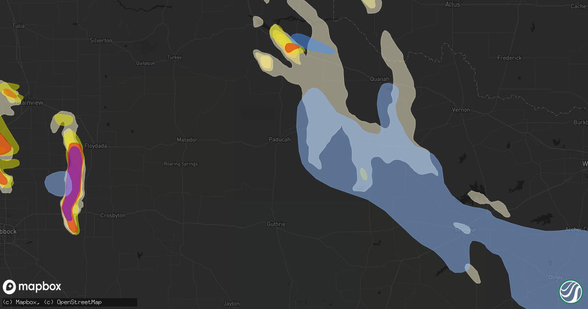 Hail map in Paducah, TX on June 23, 2026