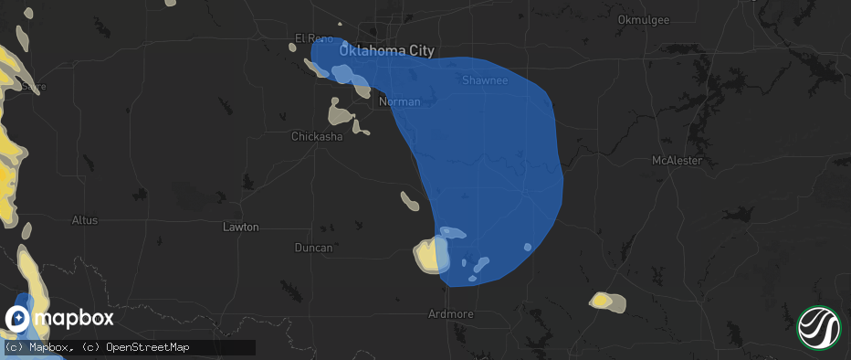 Hail map in Paoli, OK on June 23, 2026