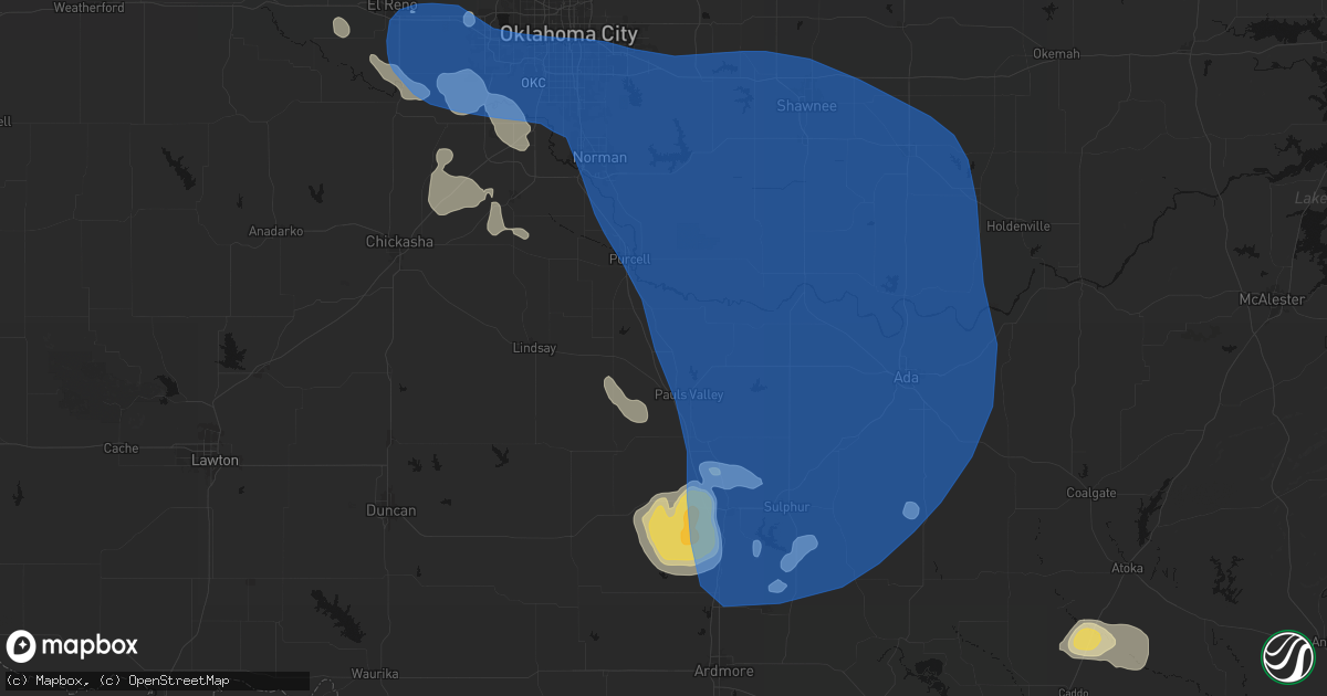Hail map in Paoli, OK on June 23, 2026