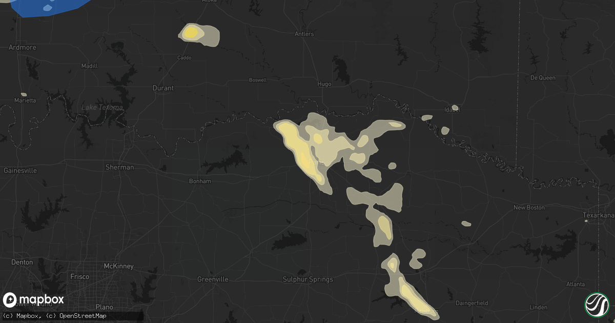 Hail map in Paris, TX on June 23, 2026