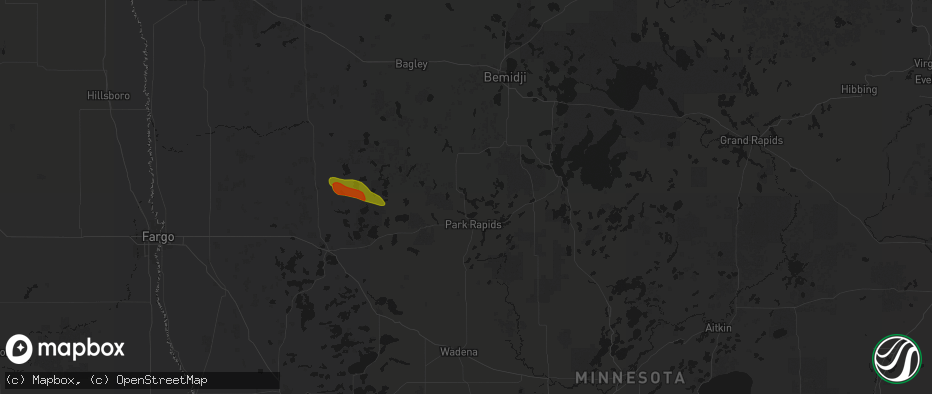 Hail map in Park Rapids, MN on June 23, 2026