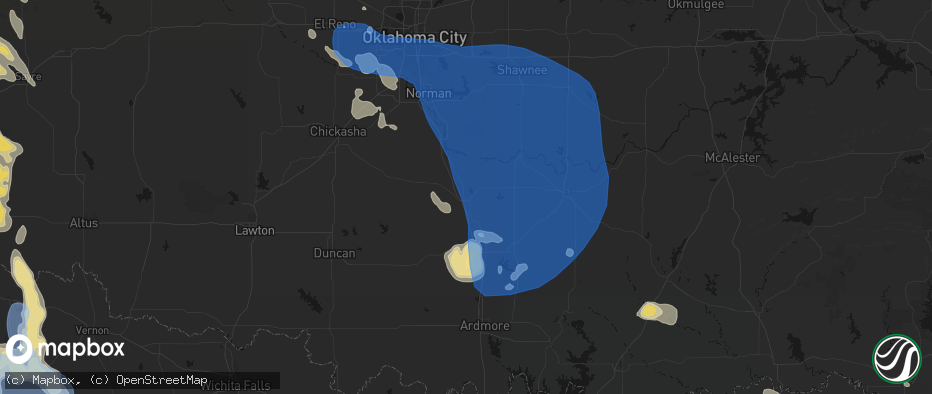 Hail map in Pauls Valley, OK on June 23, 2026