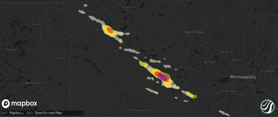 Hail map in Pennock, MN on June 23, 2026