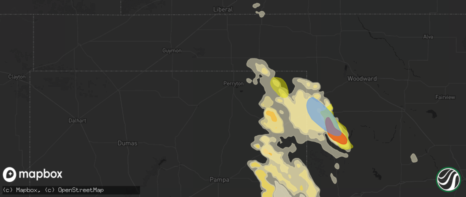 Hail map in Perryton, TX on June 23, 2026