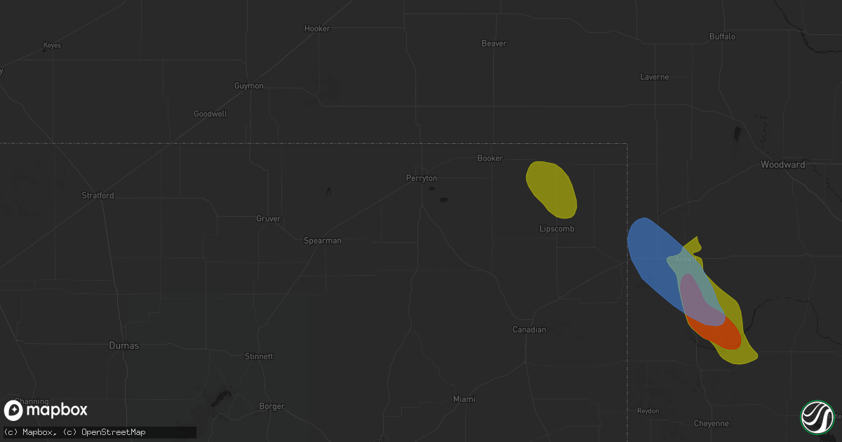 Hail map in Perryton, TX on June 23, 2026