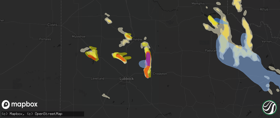 Hail map in Petersburg, TX on June 23, 2026