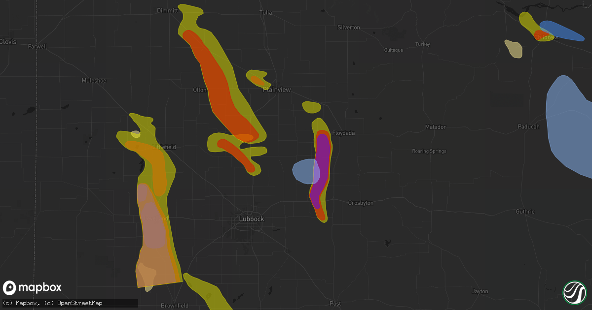 Hail map in Petersburg, TX on June 23, 2026