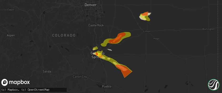 Hail map in Peyton, CO on June 23, 2026