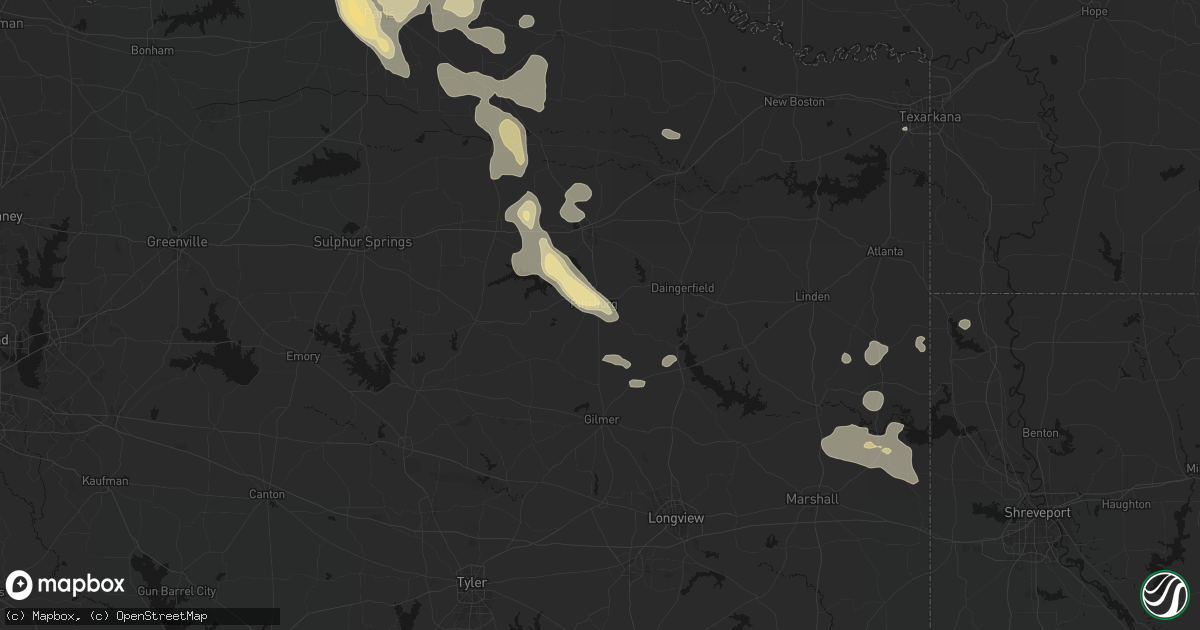 Hail map in Pittsburg, TX on June 23, 2026