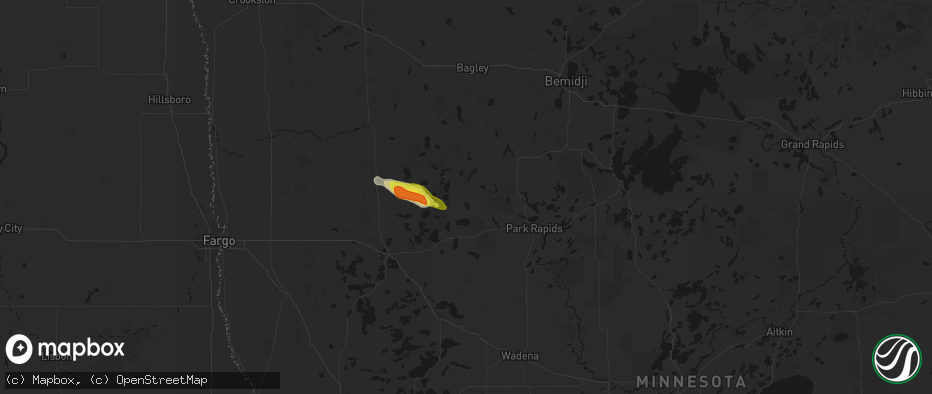 Hail map in Ponsford, MN on June 23, 2026