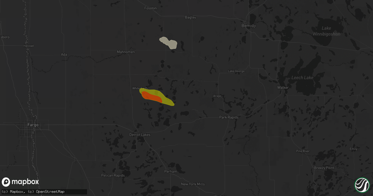 Hail map in Ponsford, MN on June 23, 2026