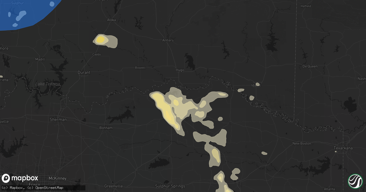 Hail map in Powderly, TX on June 23, 2026