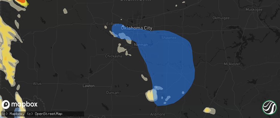 Hail map in Purcell, OK on June 23, 2026