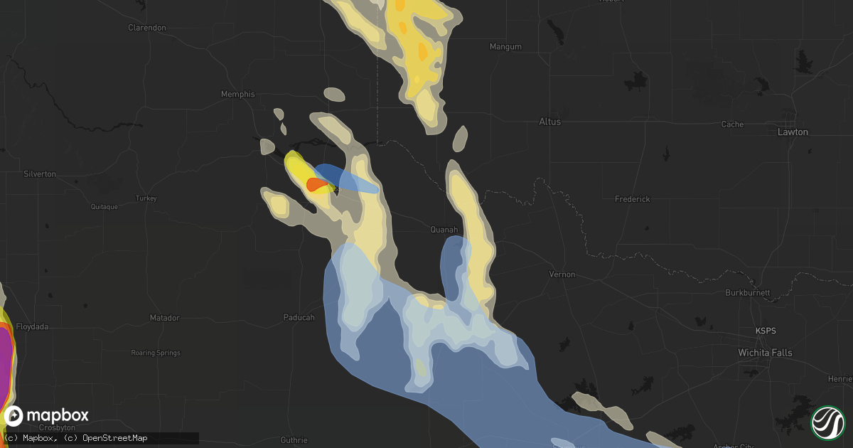 Hail map in Quanah, TX on June 23, 2026